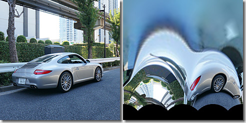 OpenCV, Log-Polar Transform, Porsche 911 Carrera S, Result degrees 00