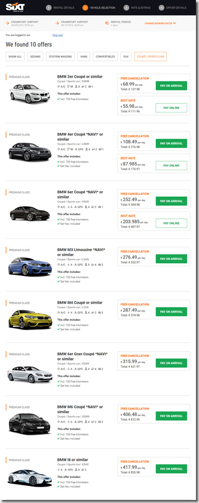 Sixt Rent A Car, BMW