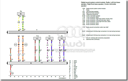 Audi R8, Radio with Standard Sound System Wiring Diagram