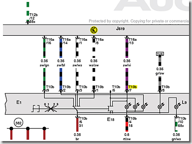 Audi R8 Light Switch Unit, Circuit Diagram